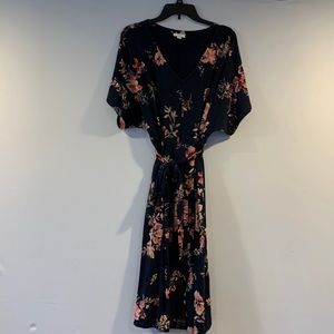 J. Jill MP floral v-neck dress w/dolman sleeve& buttons